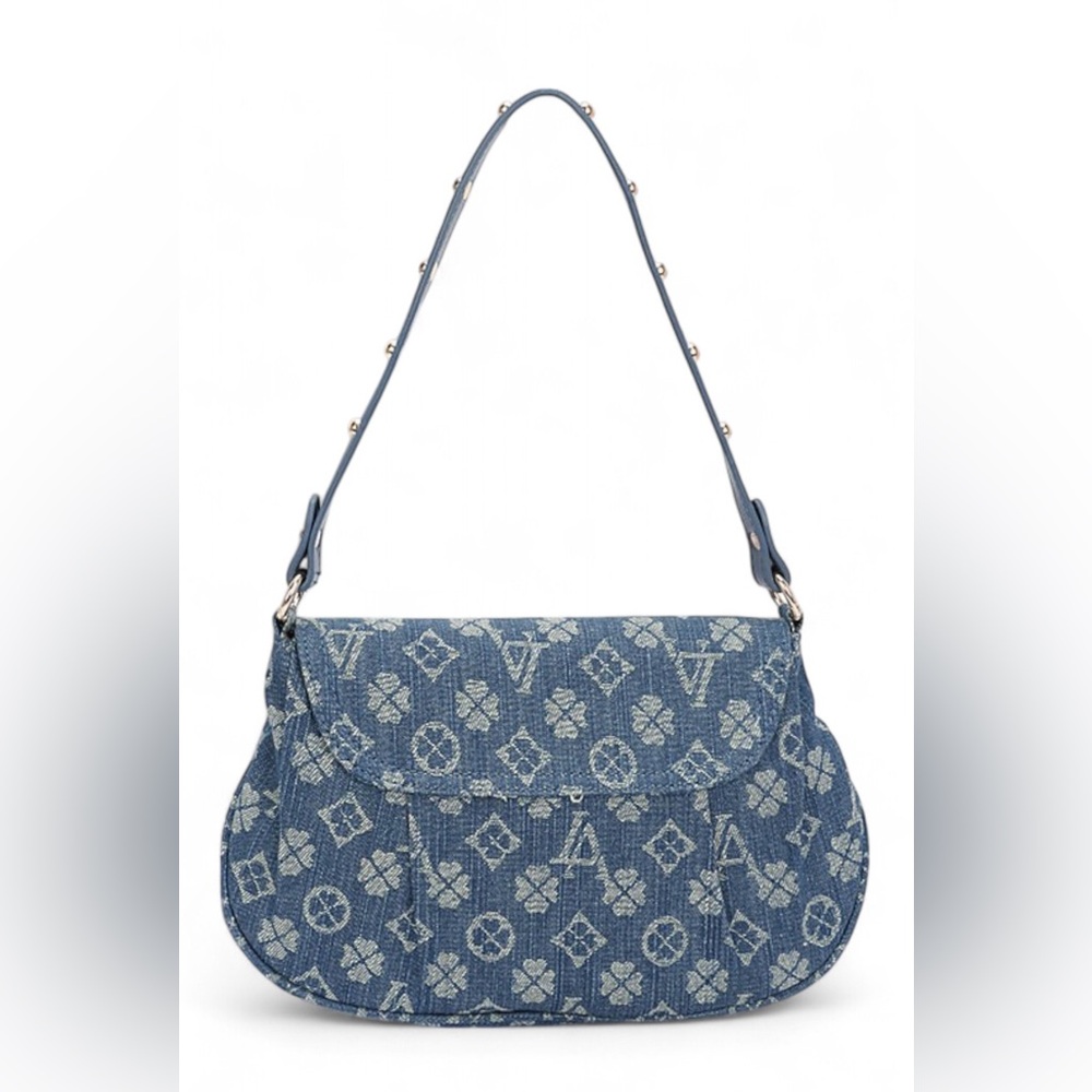Denim Blue Designer Shoulder Bag - Picture 5 of 5